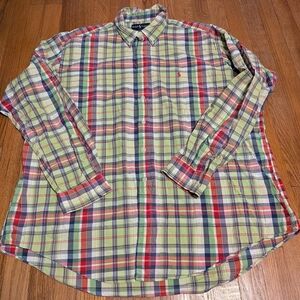 Men's Polo Ralph Lauren Green and Red Plaid Shirt